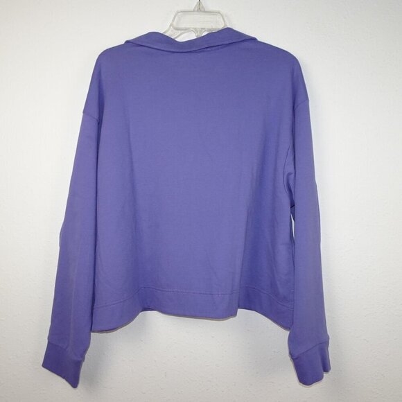 Athleta Retroterry Polo Sweatshirt Women's Size L Adonis Purple NWOT - Picture 3 of 7